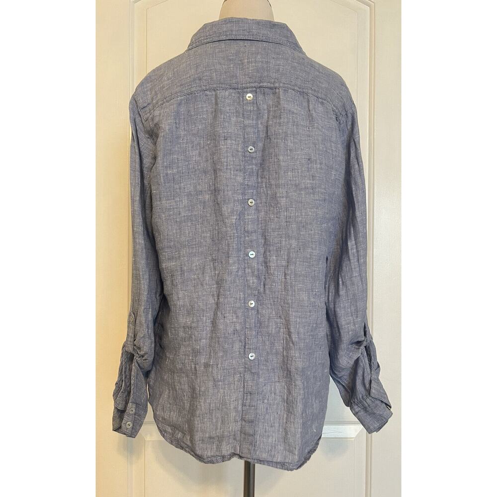 Sigrid Olsen Chambray Button Down Up Blouse Blue … - image 6
